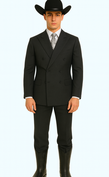 Brand New Solid Black Double Breasted Suits 100% Wool Fabric Super 150s Wide Suits Side Vent (pleated or Flat Front Pants)