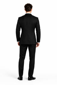 Brand New Solid Black Double Breasted Suits 100% Wool Fabric Super 150s Wide Suits Side Vent (pleated or Flat Front Pants)