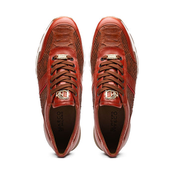 Marco Di Milano Brescia Python & Calfskin Sneakers Cognac