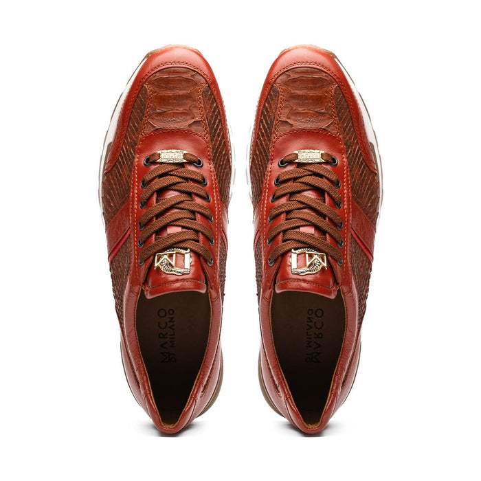 Marco Di Milano Brescia Python & Calfskin Sneakers Cognac