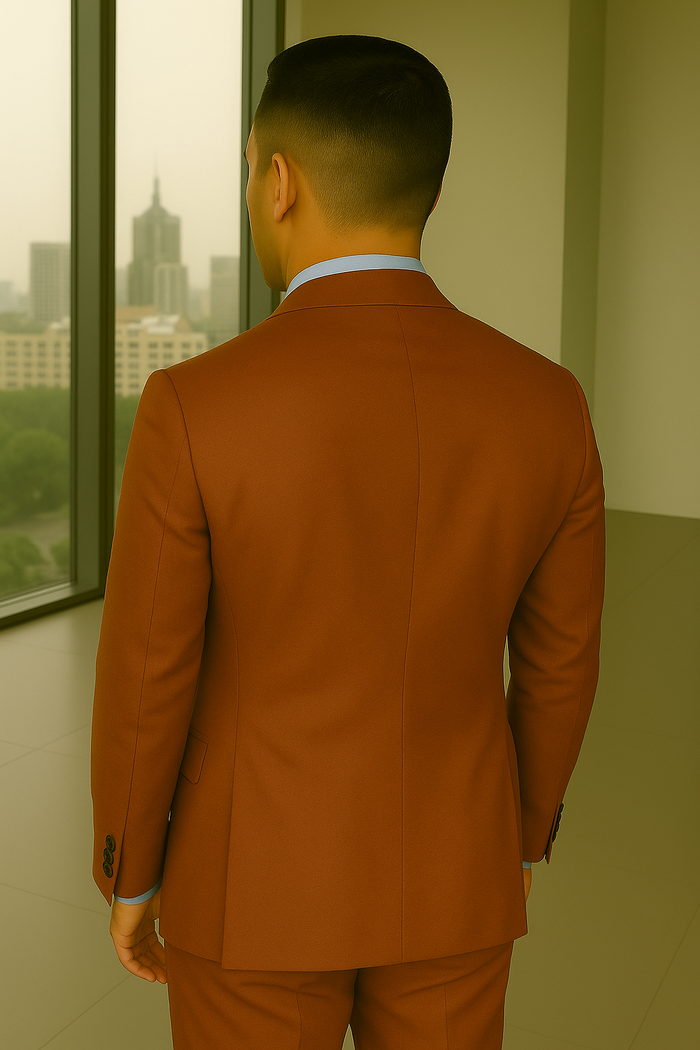 Wool Suit - Italian Made Business Suit by Statement Men's 3 Piece 100% Wool Fashion Suit - Bold Colors Modern Fit