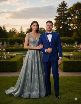 Mens 1 Button Shawl Lapel Vested Wool Wedding - Prom Tuxedo in Bright Sapphire Blue - Mens Slim Fitted Tuxedo - Image 7