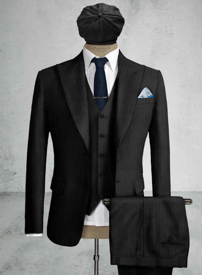 Men's Black Full-length Sleeves Buttoned Closure Peaky Blinders Suit - Peaky Blinders Outfit + Overcoat + Hat (Peaky Blinder Custome) - Image 57