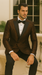 Bronze Double Breasted Rough Streak Pattern Satin Peak Lapel Stacy Adams Men's Jacket