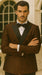 Bronze Double Breasted Rough Streak Pattern Satin Peak Lapel Stacy Adams Men's Jacket