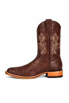 Men's King Exotic Elephant Skin Boots With Saddle Square Toe Handcrafted Brown (48177007) - Image 2