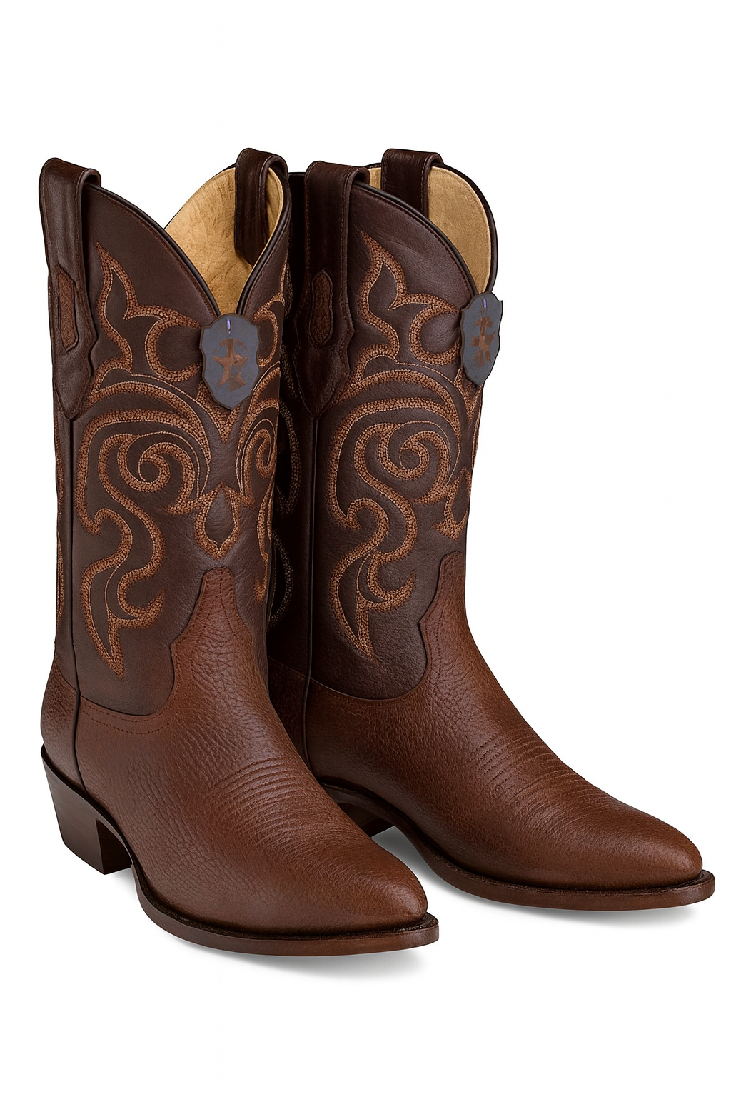Brown Sharkskin Cowboy Boots J-Toe - Image 8