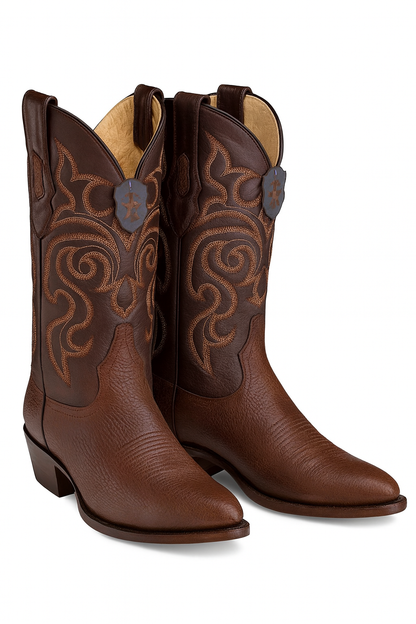 Brown Sharkskin Cowboy Boots J-Toe - Image 8