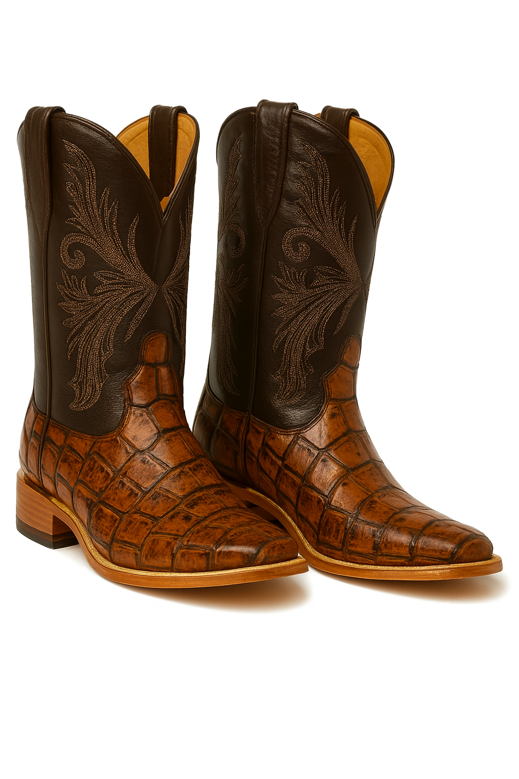 Brown Pirarucu Fish Print Boots Square Toe by La Sierra Boots - Image 7