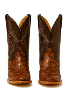 Brown Pirarucu Fish Print Boots Square Toe by La Sierra Boots - Image 8