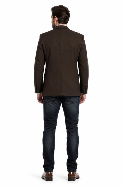 Men’s Brown 2 Button Dress Casual Blazer with Notch Lapel, Fashion Sport Coat Brown / 46 Long Jacket