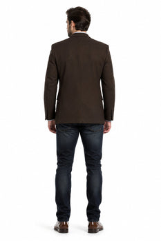Men’s Brown 2 Button Dress Casual Blazer with Notch Lapel, Fashion Sport Coat