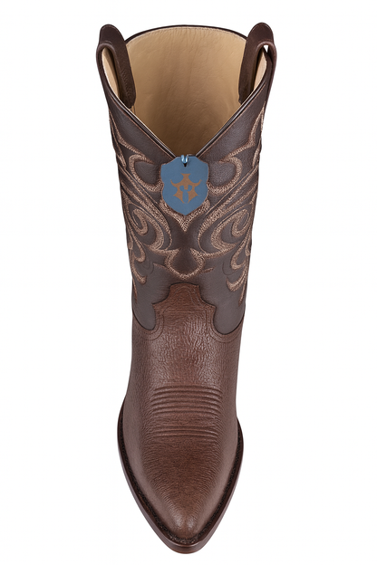Brown Sharkskin Cowboy Boots J-Toe - Image 5