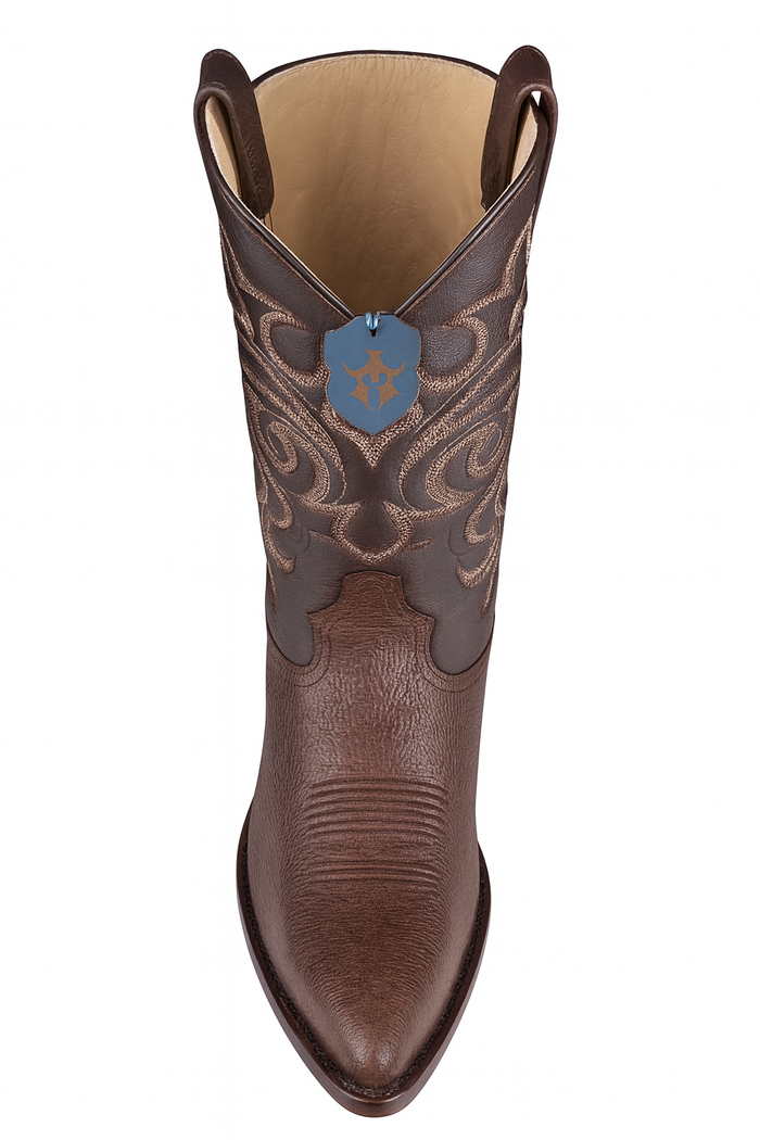 Brown Sharkskin Cowboy Boots J-Toe - Image 5
