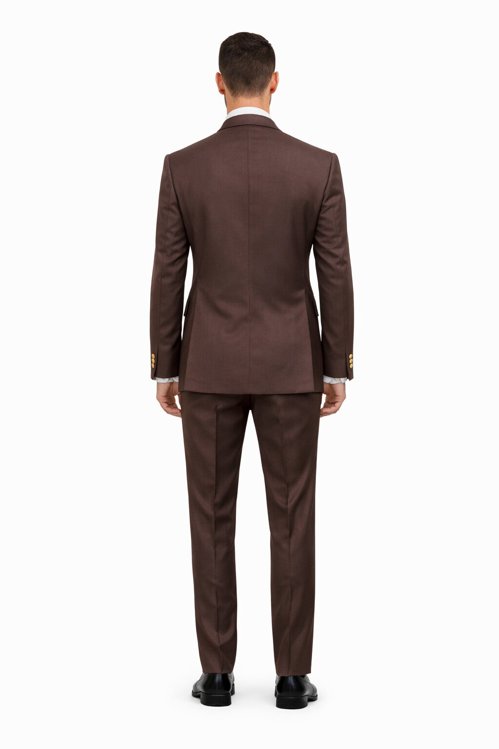 Mens Double Breasted Blazer - Wool Brown Sport Coat With Gold Buttons - Image 2