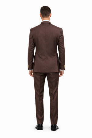 Mens Double Breasted Blazer - Wool Brown Sport Coat With Gold Buttons - Image 2
