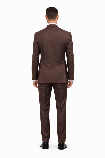 Mens Double Breasted Blazer - Wool Brown Sport Coat With Gold Buttons - Image 2