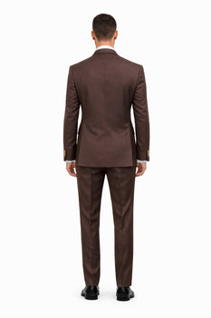 Mens Double Breasted Blazer - Wool Brown Sport Coat With Gold Buttons - Image 2