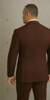 Wool Suit - Italian Made Business Suit by Statement Men's 2 Piece 100% Wool Double Breasted Suit - Micro Windowpane