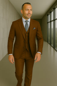 Wool Suit - Italian Made Business Suit by Statement Men's 3 Piece 100% Wool Fashion Suit - Bold Colors