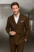 Wool Suit - Italian Made Business Suit by Statement Men's 100% Wool 2 Piece Suit - Double Breasted Windowpane