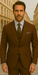 Wool Suit - Italian Made Business Suit by Statement Men's 3 Piece 100% Wool Modern Fit Suit - V-Neck Double Breasted Vest