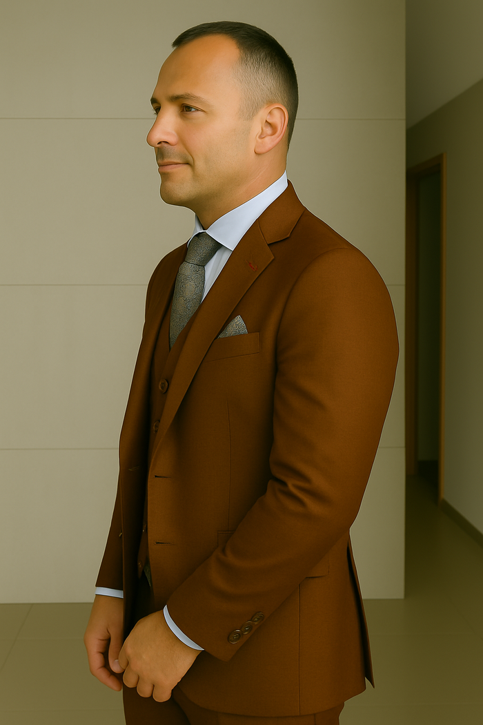 Wool Suit - Italian Made Business Suit by Statement Men's 3 Piece 100% Wool Fashion Suit - Bold Colors Modern Fit