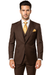 Suits With Baggy Pleated Pants - Wide Leg Pants 100% Wool - Classic Fit in Brown One Button 3 Piece Suit  by Rossiman