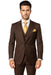 Suits With Baggy Pleated Pants - Wide Leg Pants 100% Wool - Classic Fit in Brown One Button 3 Piece Suit by Rossiman