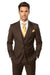 Suits With Baggy Pleated Pants - Wide Leg Pants 100% Wool - Classic Fit in Brown One Button 3 Piece Suit by Rossiman