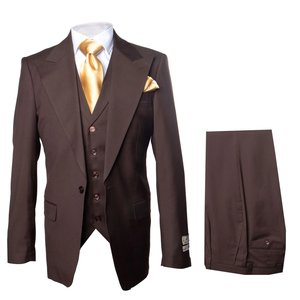 Brown One Button 3 Piece Suit  by Rossiman 