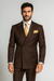Suits With Baggy Pleated Pants - Wide Leg Pants 100% Wool - Classic Fit in Brown Color by Rossiman