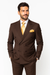 Suits With Baggy Pleated Pants - Wide Leg Pants 100% Wool - Classic Fit in Brown Color by Rossiman
