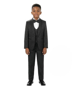 Boys 3 Piece Slim Fit Tuxedo - Paisley Design