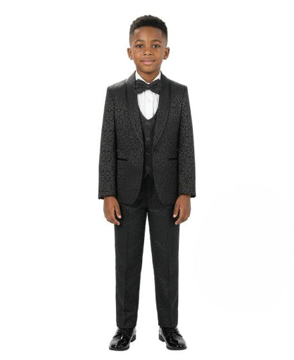 Boys 3 Piece Slim Fit Tuxedo - Paisley Design