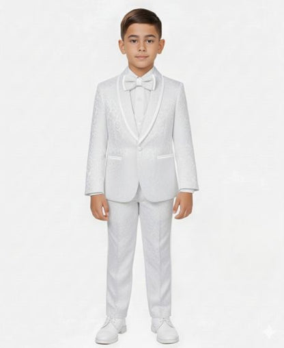 Boys 3 Piece Slim Fit Tuxedo - Paisley Design