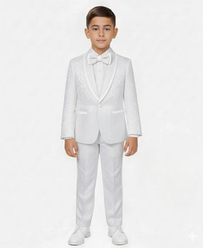 Boys 3 Piece Slim Fit Tuxedo - Paisley Design