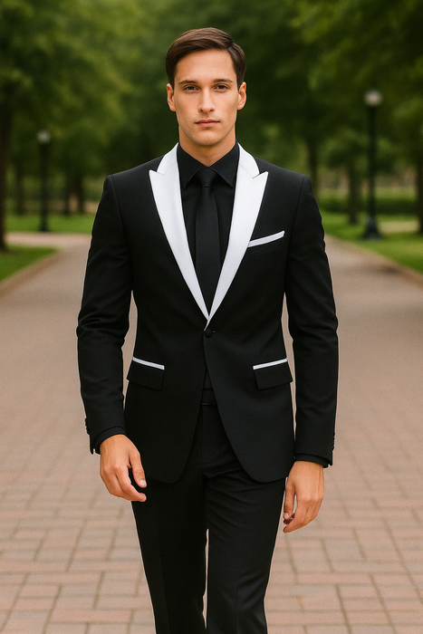 BTuxedo ~ Tux Black And White Lapel Tuxedo