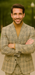 Burberry Pattern Suit - Mens Church Suit with Mixture of Black and Red Checkered Window Pane Fabric Suit in Tan Color