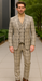 Burberry Pattern Suit - Mens Church Suit with Mixture of Black and Red Checkered Window Pane Fabric Suit in Tan Color