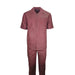 Mens Burgundy Linen Shirt and Pants Casual Outfit Set