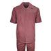 Mens Burgundy Linen Shirt and Pants Casual Outfit Set