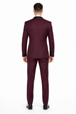 Burgundy 2 Piece Tuxedo Shawl Lapel Slim Fit - Image 2