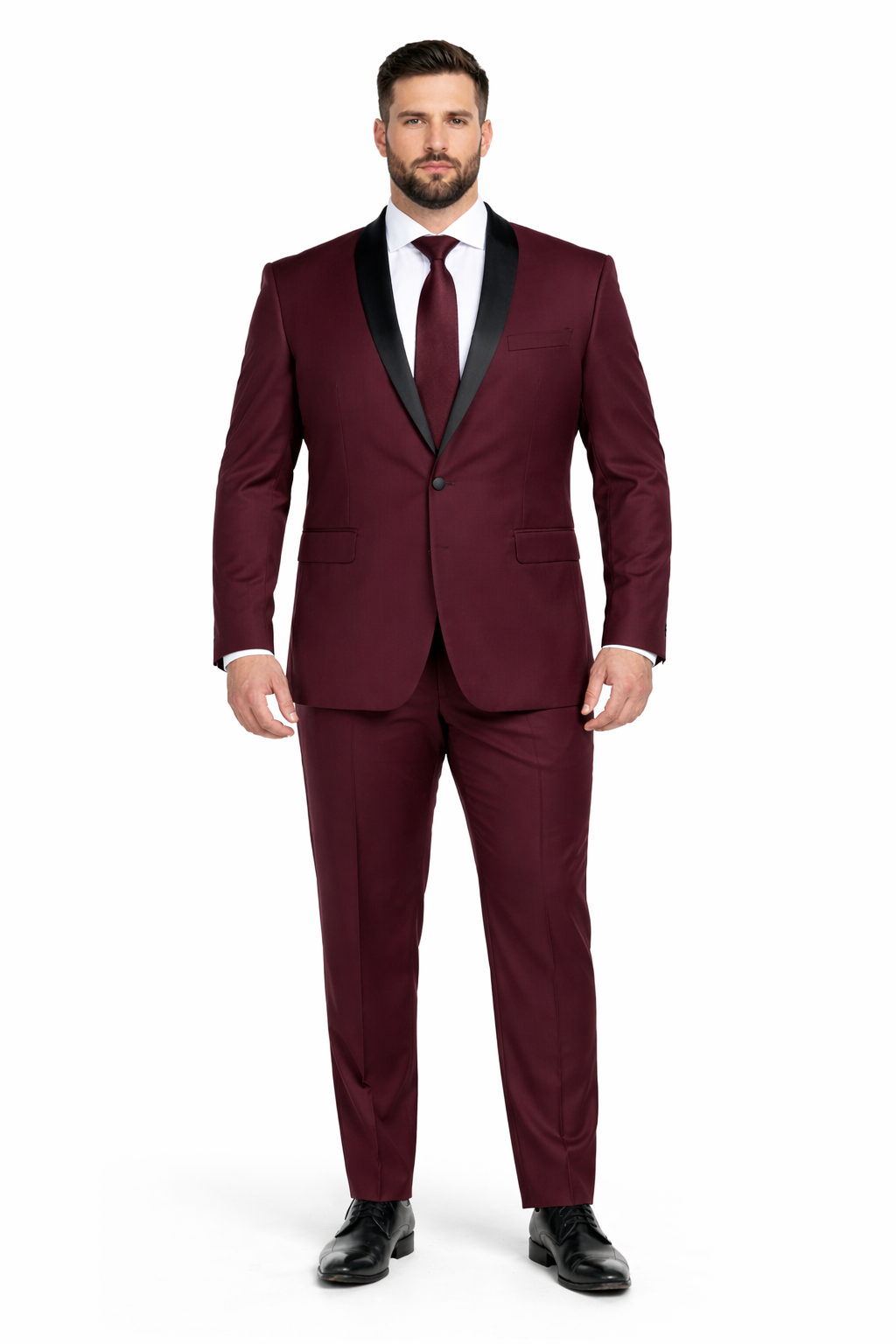 Burgundy 2 Piece Tuxedo Shawl Lapel Slim Fit - Image 4