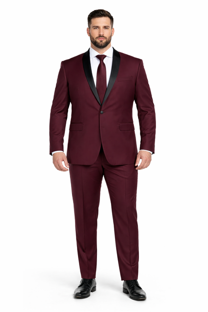 Burgundy 2 Piece Tuxedo Shawl Lapel Slim Fit - Image 4
