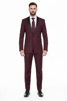 Burgundy 2 Piece Tuxedo Shawl Lapel Slim Fit