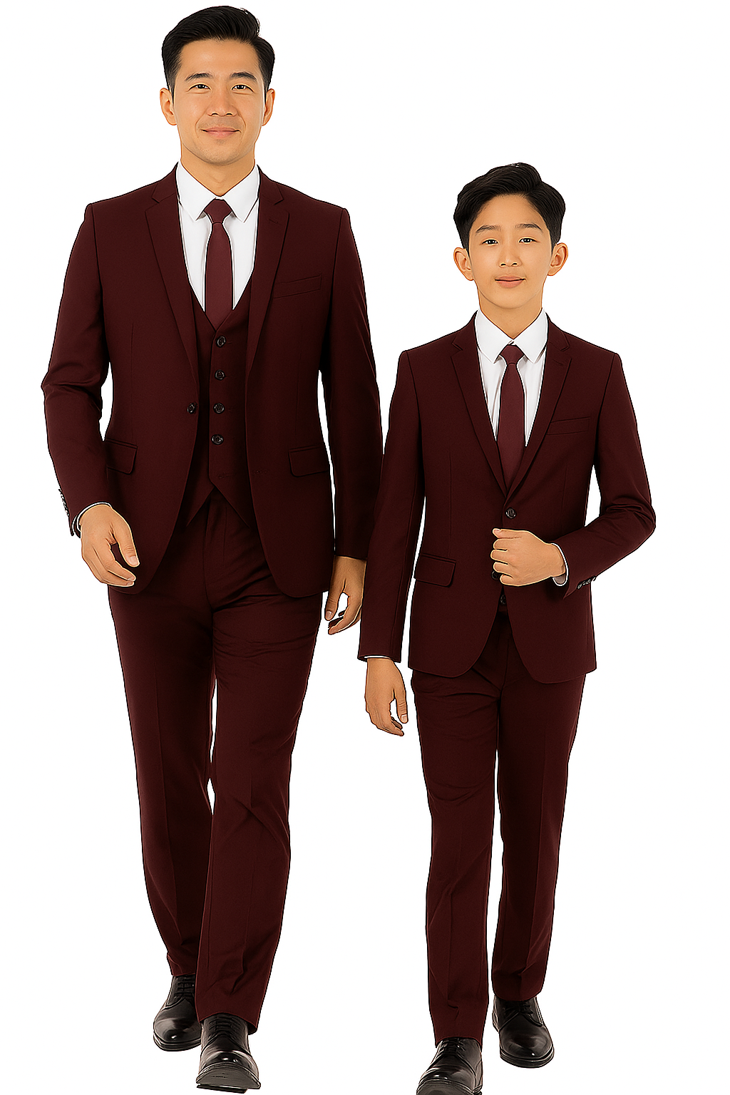 Father and Son Suits - Burgundy Boys Suit Perry Ellis Vested Boy's Wedding Suit in Burgundy - Image 2