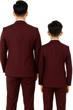 Father and Son Suits - Burgundy Boys Suit Perry Ellis Vested Boy's Wedding Suit in Burgundy - Image 5