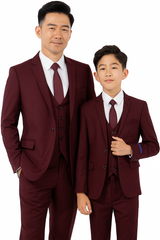 Father and Son Suits - Burgundy Boys Suit Perry Ellis Vested Boy's Wedding Suit in Burgundy