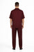 New Mens 2pc Walking Suit Short Sleeve Casual Shirt and Pants Set - Burgundy